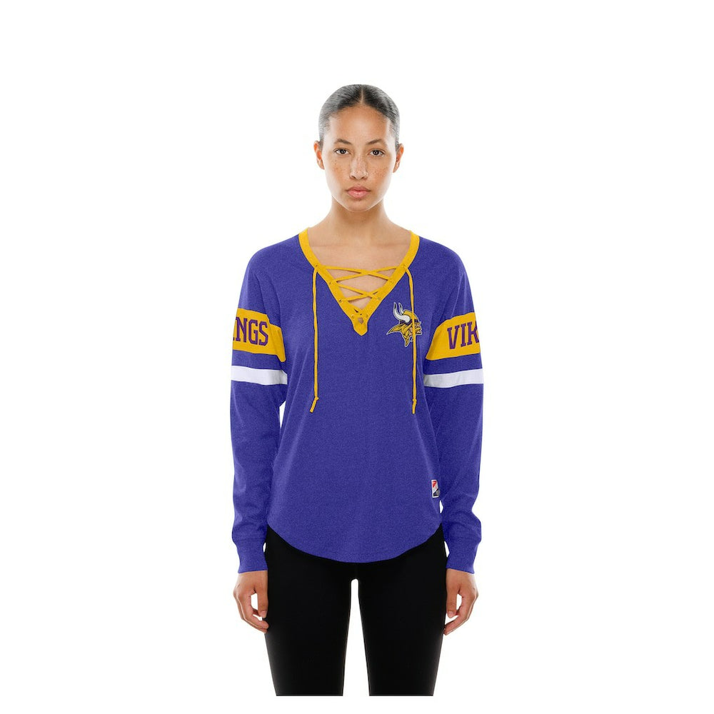 Minnesota Vikings New Era Women's Throwback Lace-Up Long-Sleeve T-Shirt Purple | NFL