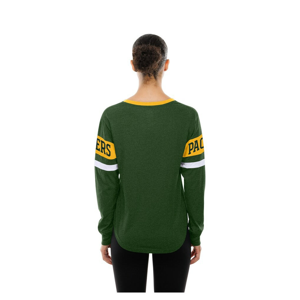 Green Bay Packers New Era Women's Throwback Lace-Up Long-Sleeve T-Shirt Green | NFL