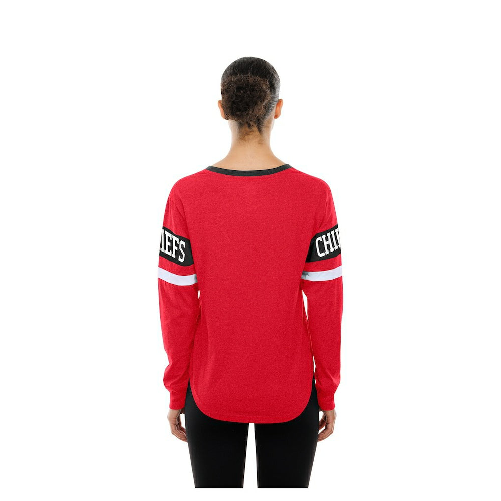 Kansas City Chiefs New Era Women's Throwback Lace-Up Long-Sleeve T-Shirt Red | NFL