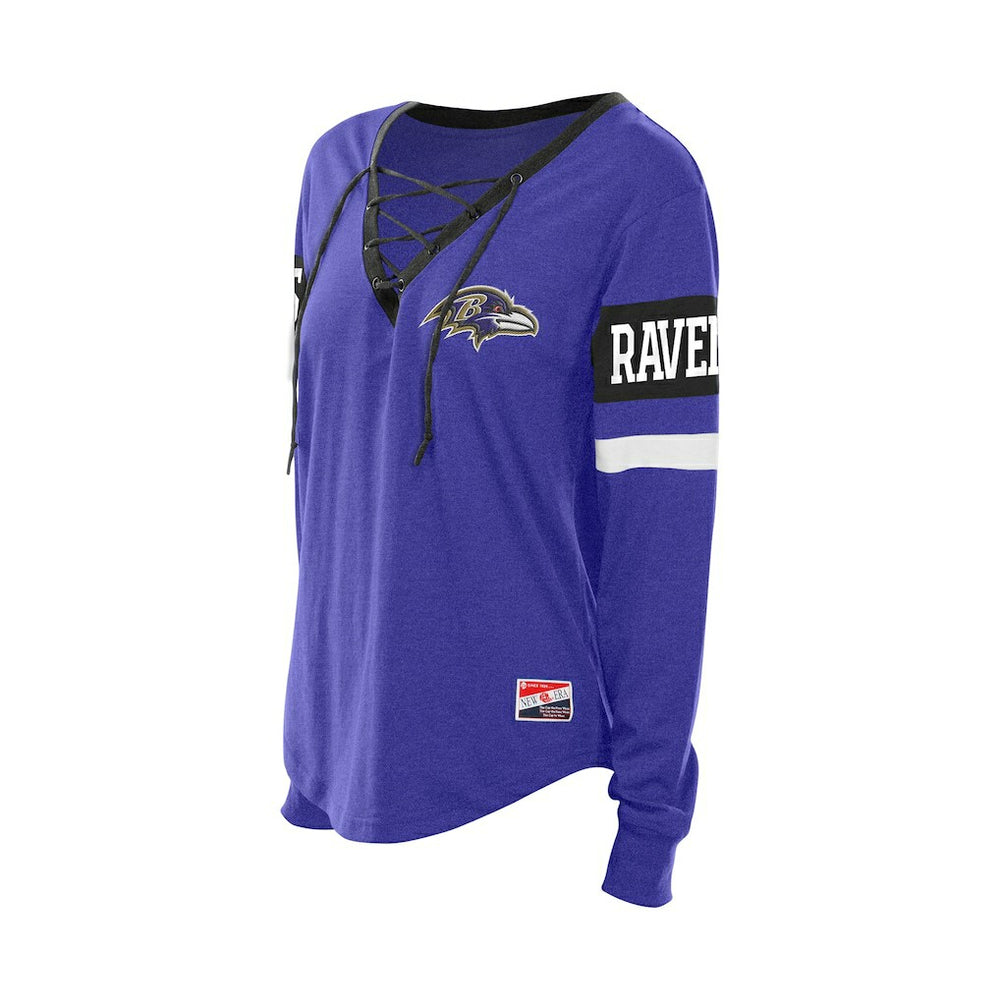 Baltimore Ravens New Era Women's Throwback Lace-Up Long-Sleeve T-Shirt Purple | NFL