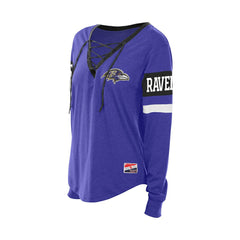 Baltimore Ravens New Era Women's Throwback Lace-Up Long-Sleeve T-Shirt Purple | NFL