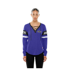 Baltimore Ravens New Era Women's Throwback Lace-Up Long-Sleeve T-Shirt Purple | NFL