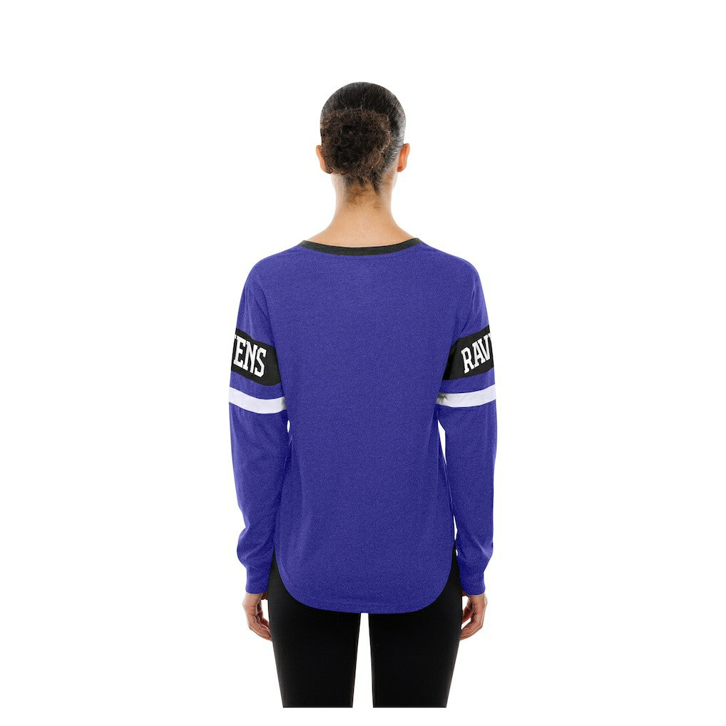 Baltimore Ravens New Era Women's Throwback Lace-Up Long-Sleeve T-Shirt Purple | NFL