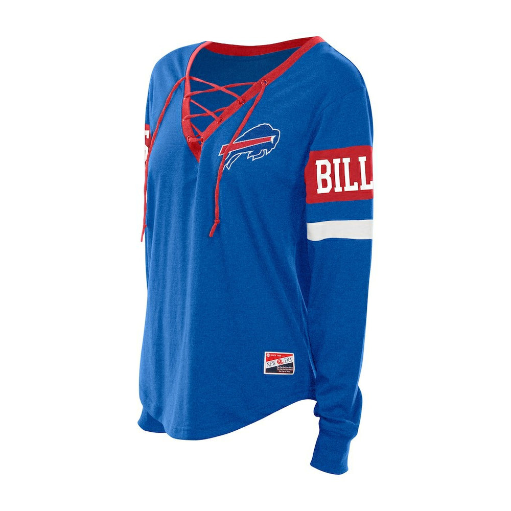 Buffalo Bills New Era Women's Throwback Lace-Up Long-Sleeve T-Shirt Royal | NFL