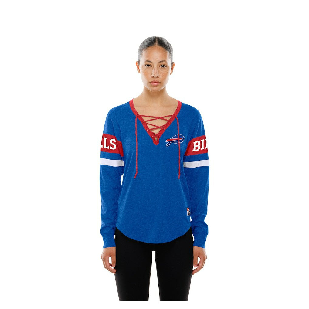 Buffalo Bills New Era Women's Throwback Lace-Up Long-Sleeve T-Shirt Royal | NFL
