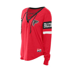 Atlanta Falcons New Era Women's Throwback Lace-Up Long-Sleeve T-Shirt Red | NFL