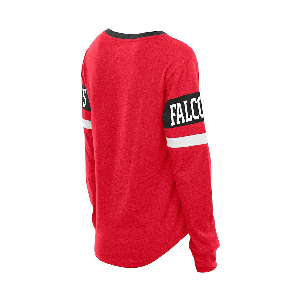 Atlanta Falcons New Era Women's Throwback Lace-Up Long-Sleeve T-Shirt Red | NFL
