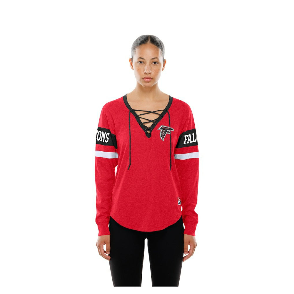 Atlanta Falcons New Era Women's Throwback Lace-Up Long-Sleeve T-Shirt Red | NFL