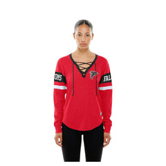 Atlanta Falcons New Era Women's Throwback Lace-Up Long-Sleeve T-Shirt Red | NFL