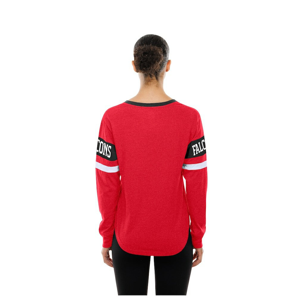 Atlanta Falcons New Era Women's Throwback Lace-Up Long-Sleeve T-Shirt Red | NFL