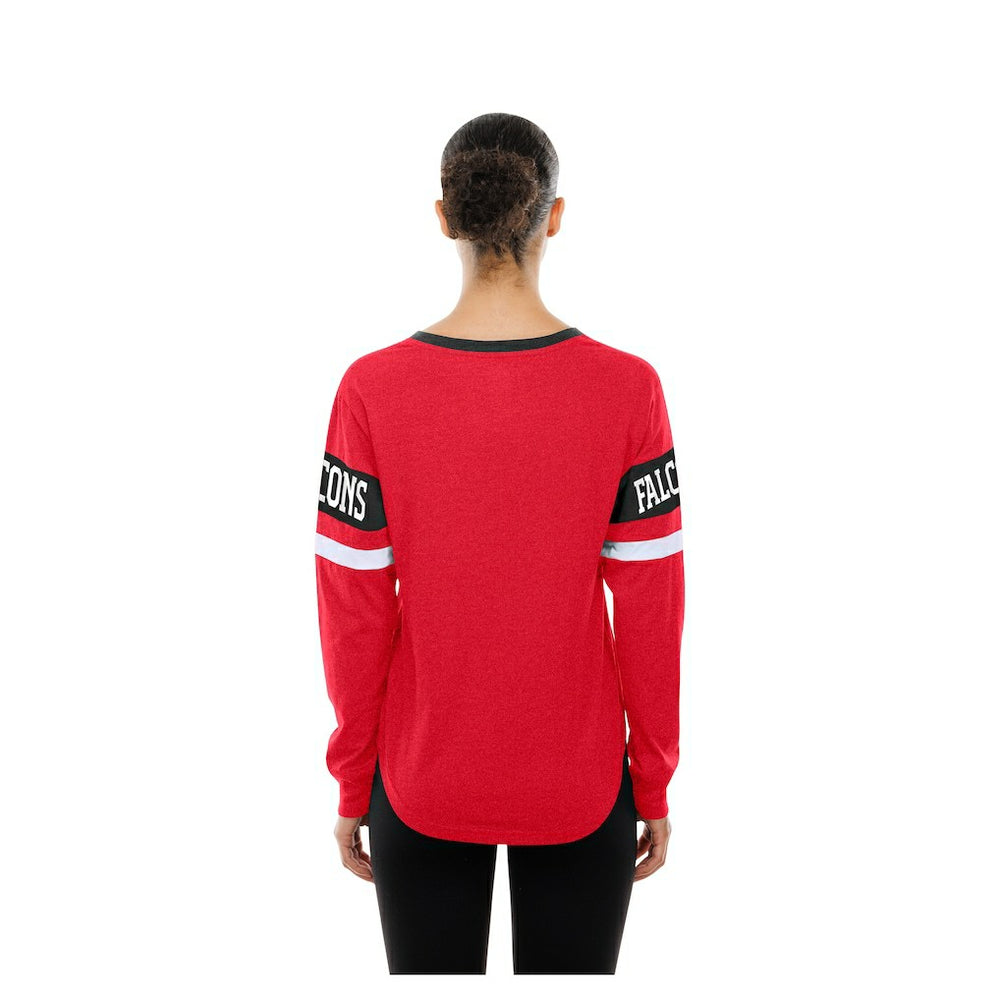 Atlanta Falcons New Era Women's Throwback Lace-Up Long-Sleeve T-Shirt Red | NFL