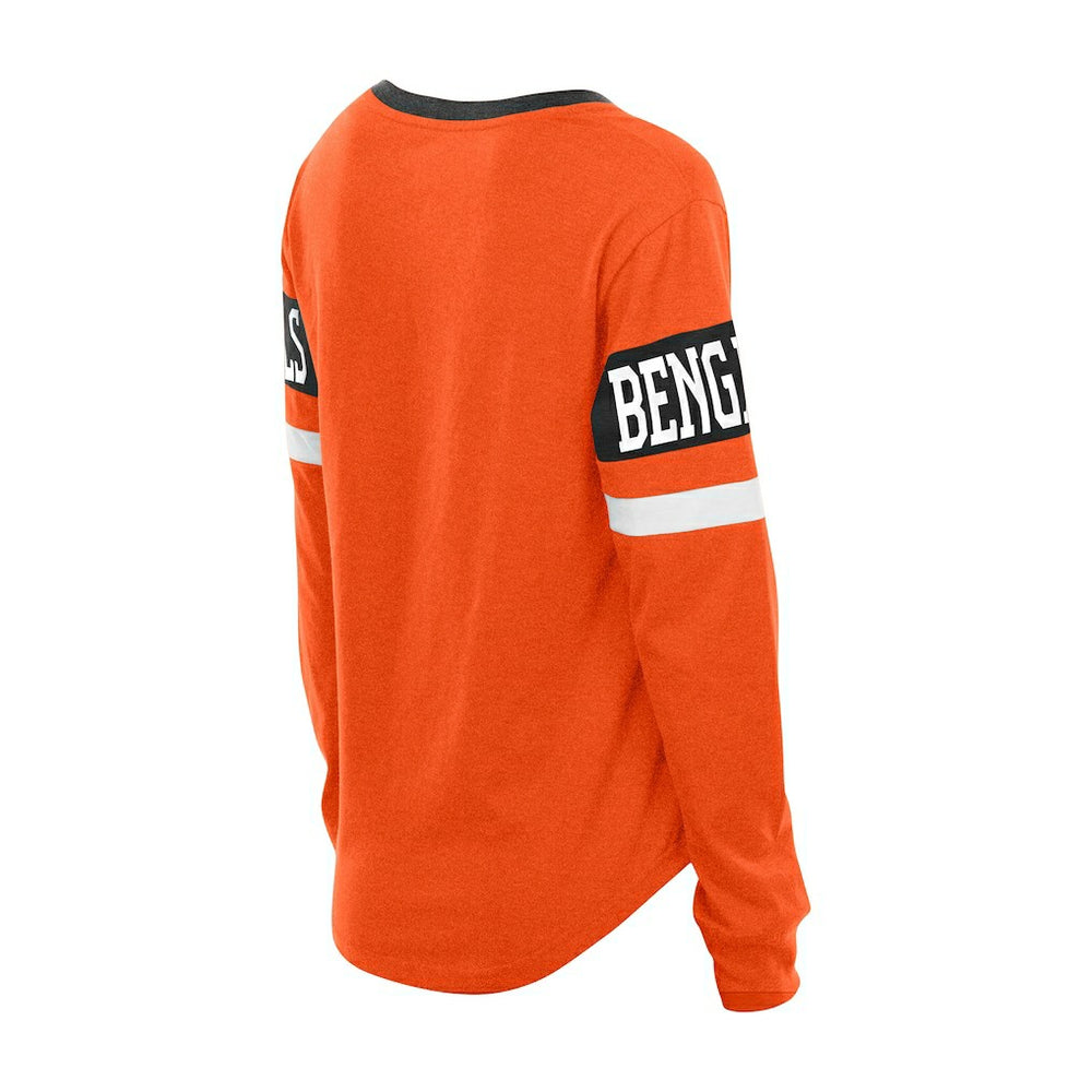 Cincinnati Bengals New Era Women's Throwback Lace-Up Long-Sleeve T-Shirt Orange | NFL
