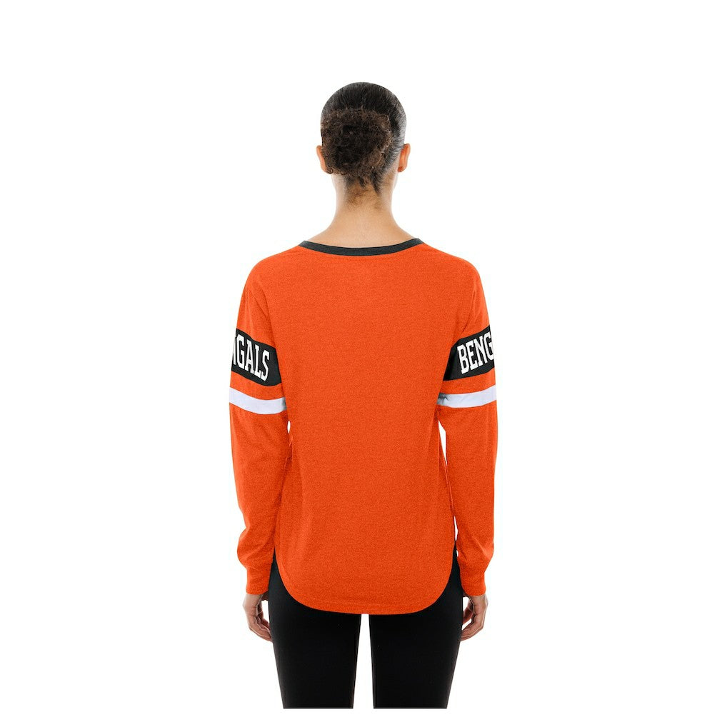 Cincinnati Bengals New Era Women's Throwback Lace-Up Long-Sleeve T-Shirt Orange | NFL