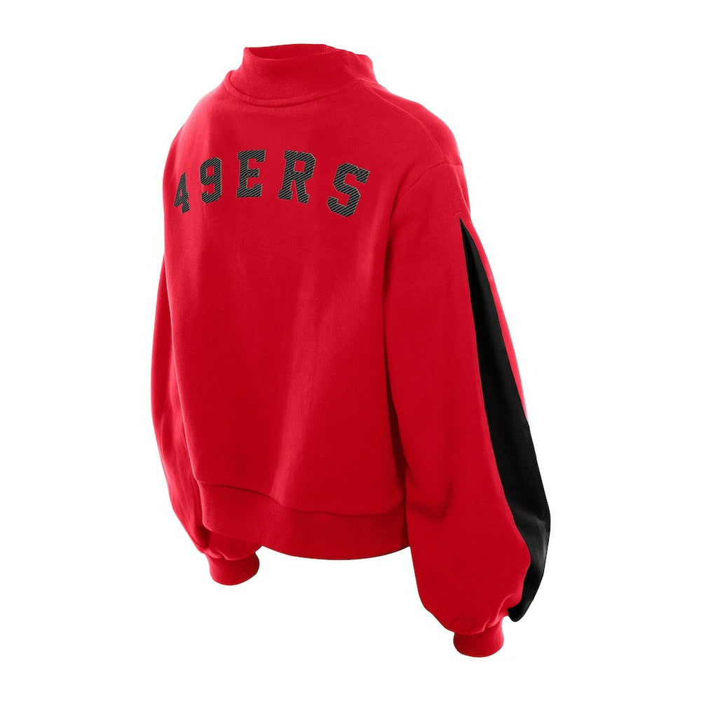San Francisco 49ers New Era Women's Sport Night Mock Neck Balloon Sleeve Pullover Sweatshirt Scarlet | NFL