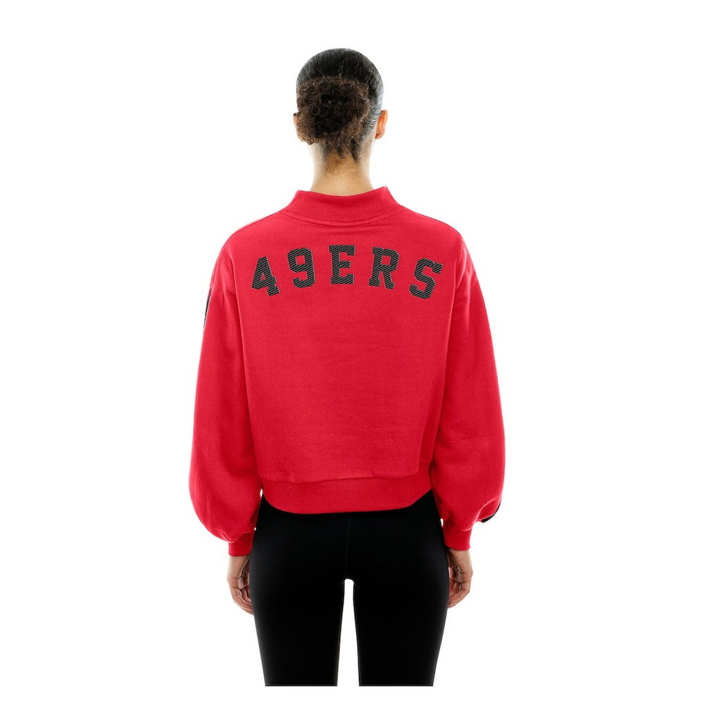 San Francisco 49ers New Era Women's Sport Night Mock Neck Balloon Sleeve Pullover Sweatshirt Scarlet | NFL