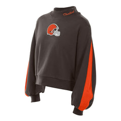 Cleveland Browns New Era Women's Sport Night Mock Neck Balloon Sleeve Pullover Sweatshirt Brown | NFL