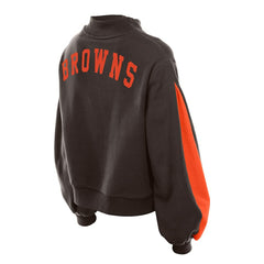 Cleveland Browns New Era Women's Sport Night Mock Neck Balloon Sleeve Pullover Sweatshirt Brown | NFL