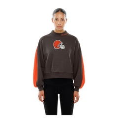 Cleveland Browns New Era Women's Sport Night Mock Neck Balloon Sleeve Pullover Sweatshirt Brown | NFL