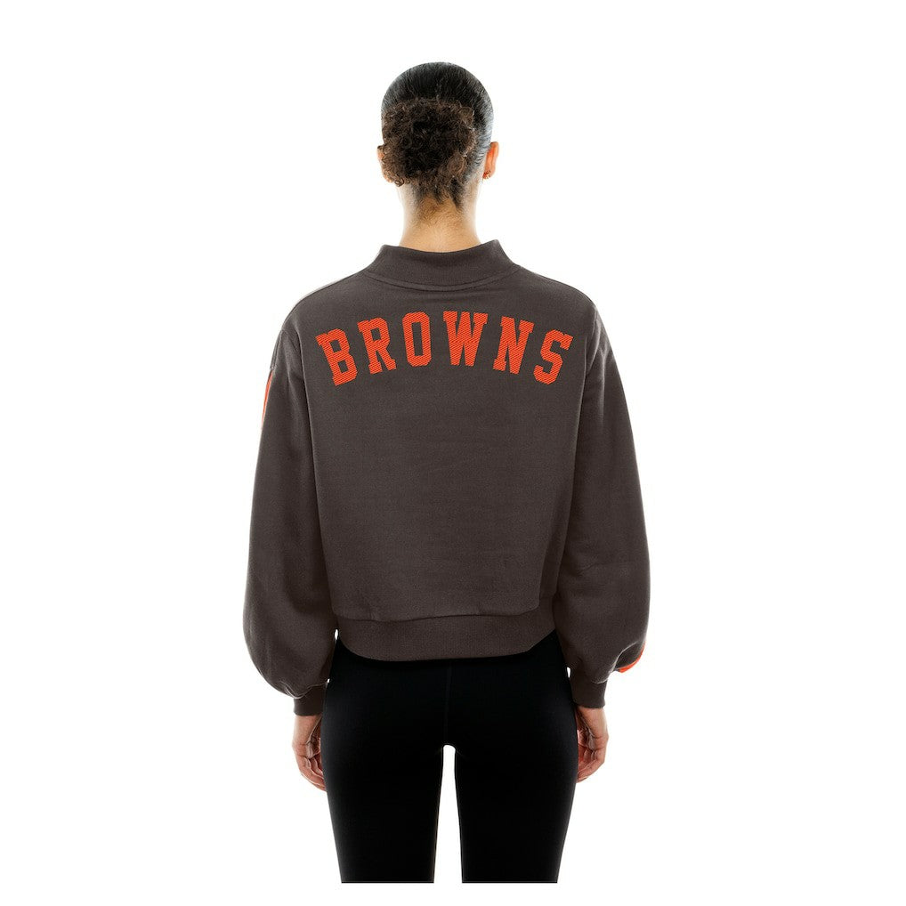 Cleveland Browns New Era Women's Sport Night Mock Neck Balloon Sleeve Pullover Sweatshirt Brown | NFL