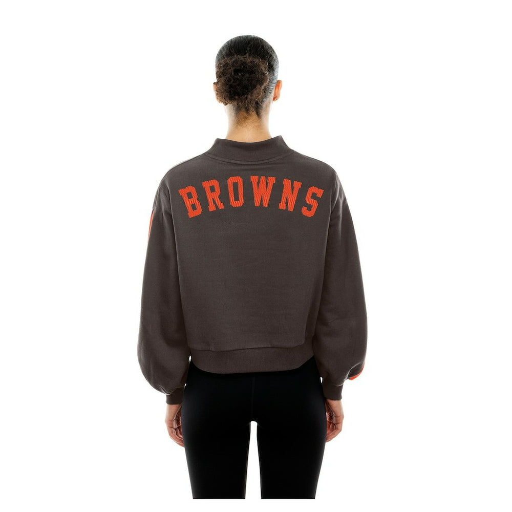 Cleveland Browns New Era Women's Sport Night Mock Neck Balloon Sleeve Pullover Sweatshirt Brown | NFL