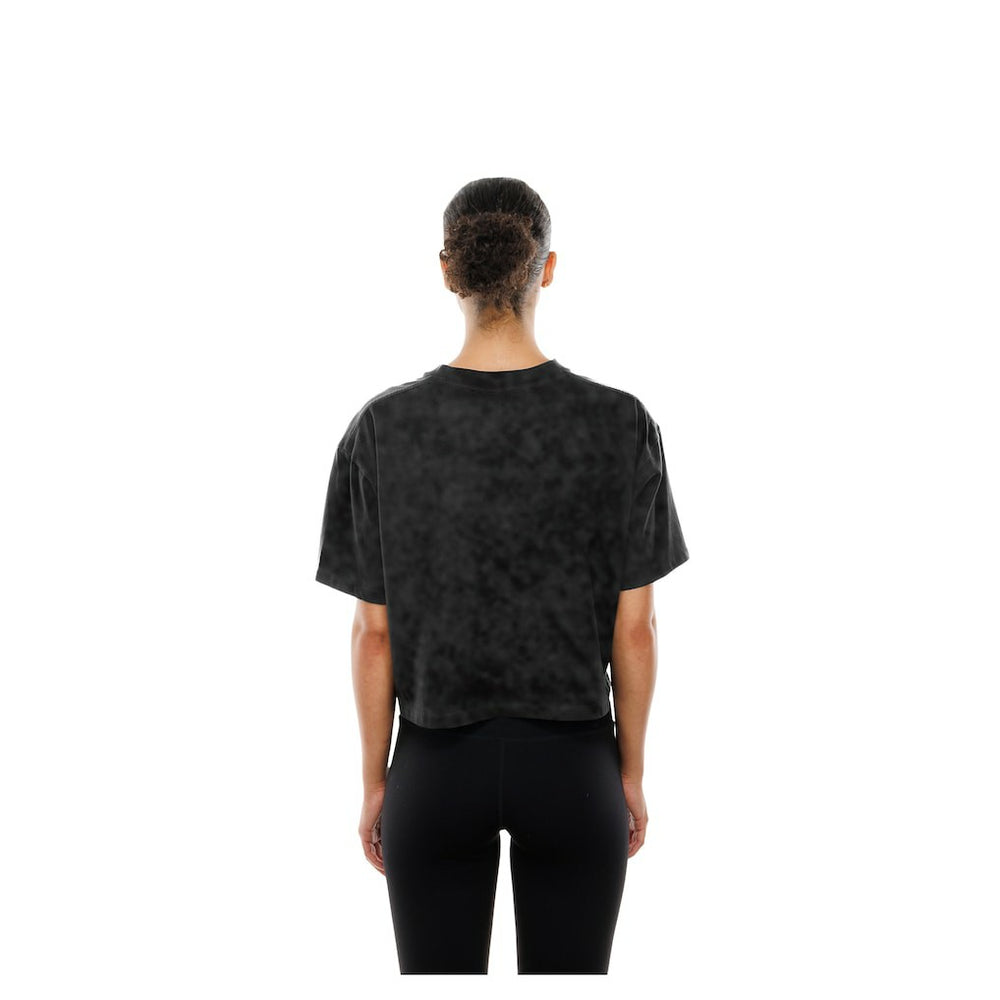 Cleveland Browns New Era Women's Boxy Cropped Sport Night Mineral Wash T-Shirt Black | NFL