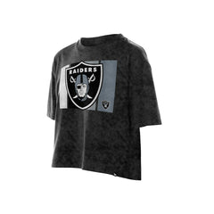 Las Vegas Raiders New Era Women's Boxy Cropped Sport Night Mineral Wash T-Shirt Black | NFL