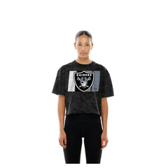Las Vegas Raiders New Era Women's Boxy Cropped Sport Night Mineral Wash T-Shirt Black | NFL