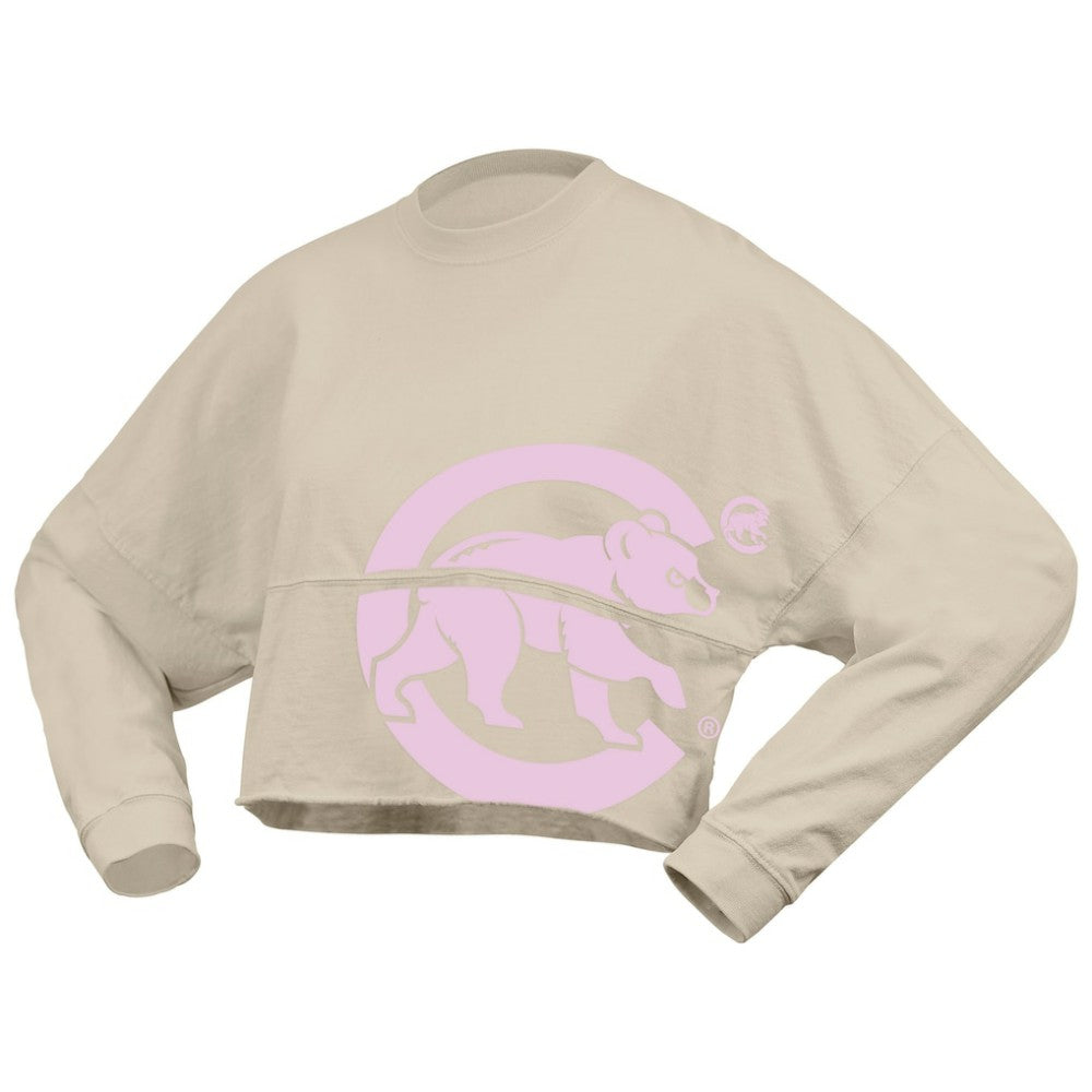 Chicago Cubs Fanatics Women's Floral Preppy Cropped Long Sleeve T-Shirt - MLB