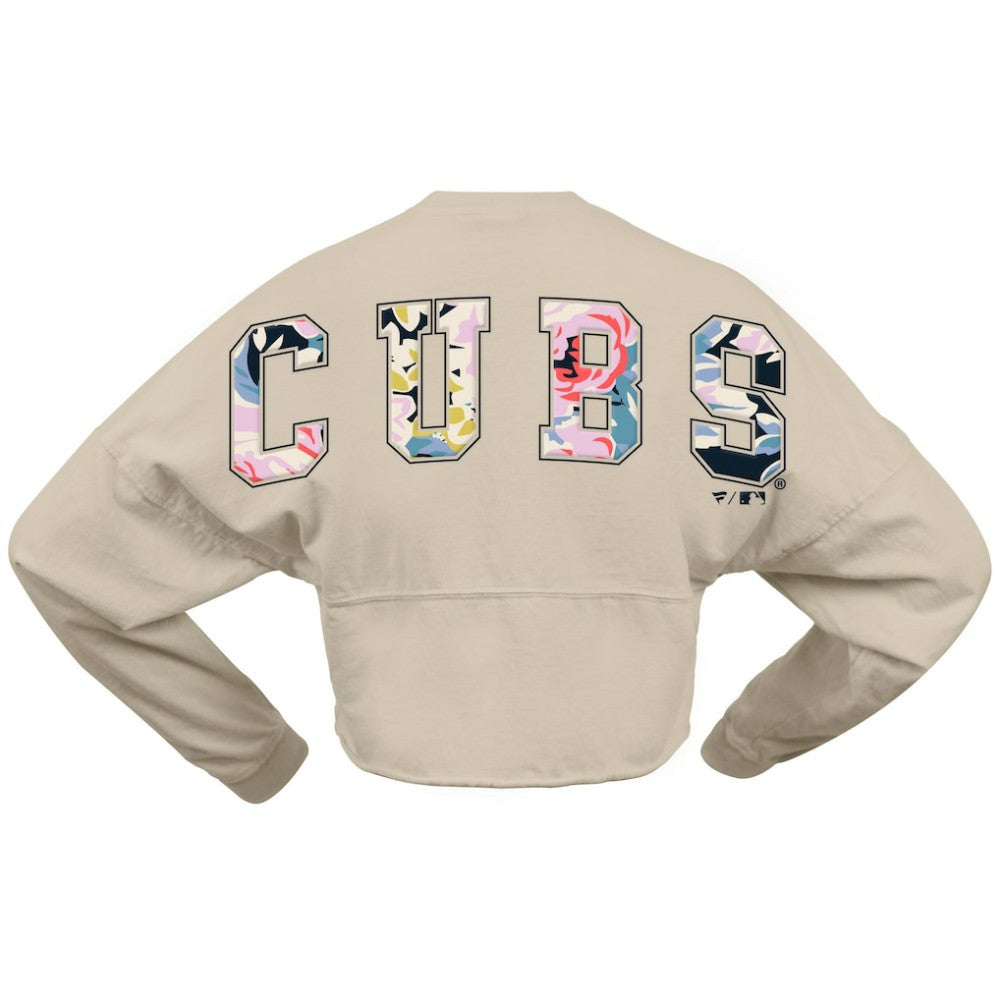 Chicago Cubs Fanatics Women's Floral Preppy Cropped Long Sleeve T-Shirt - MLB