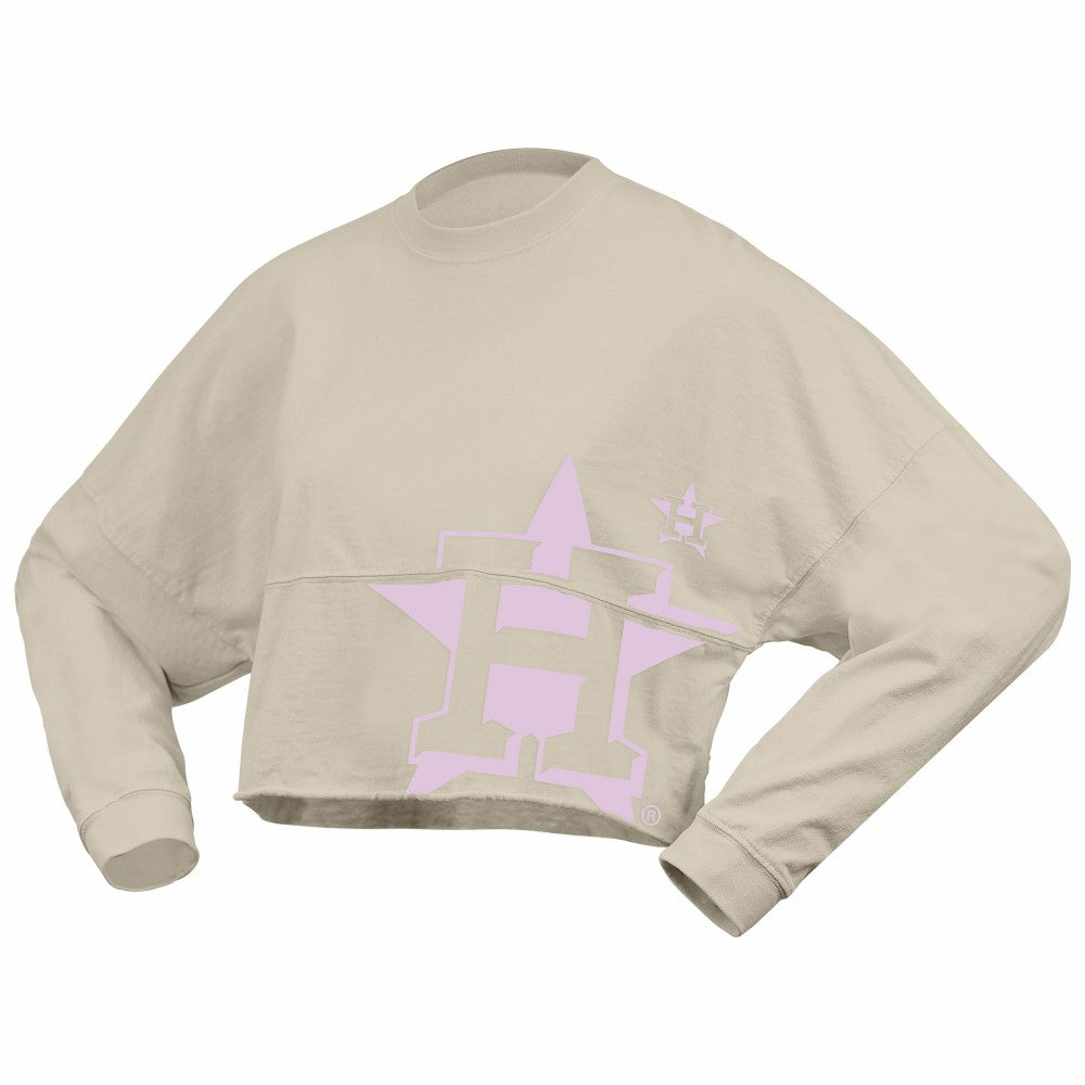 Houston Astros Fanatics Women's Floral Preppy Cropped Long Sleeve T-Shirt - MLB