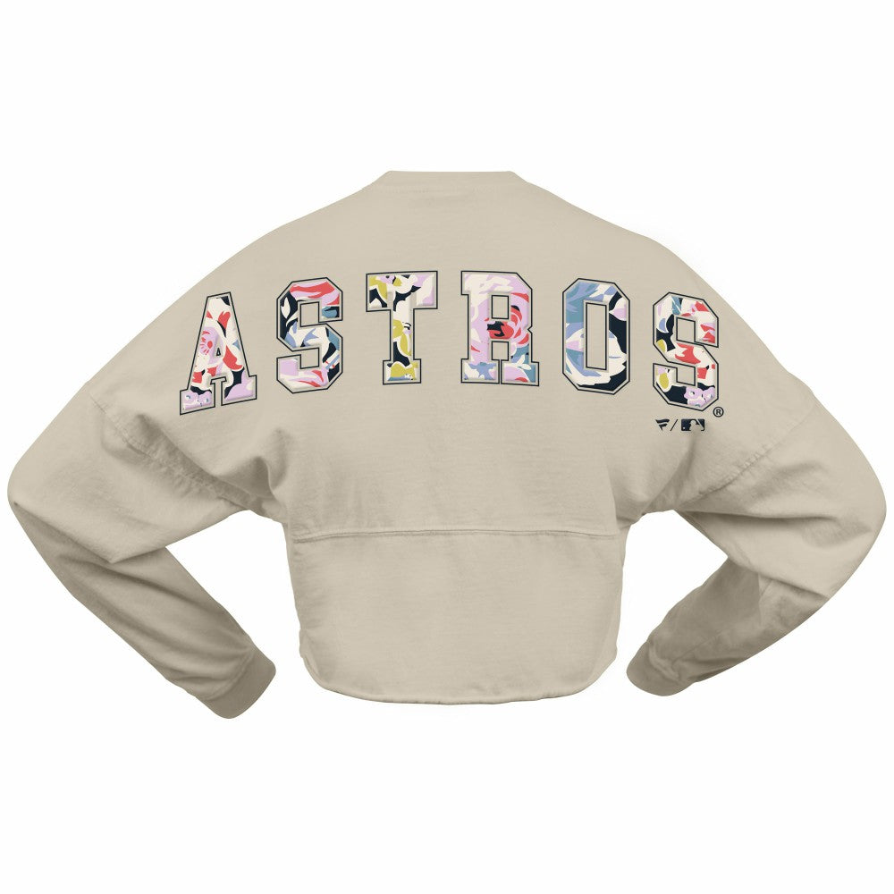 Houston Astros Fanatics Women's Floral Preppy Cropped Long Sleeve T-Shirt - MLB