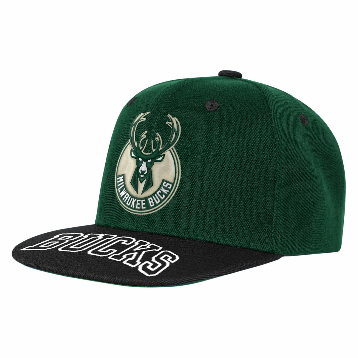 Milwaukee Bucks Outerstuff Youth Two-Tone Snapback Hat Hunter Green/Black - NBA