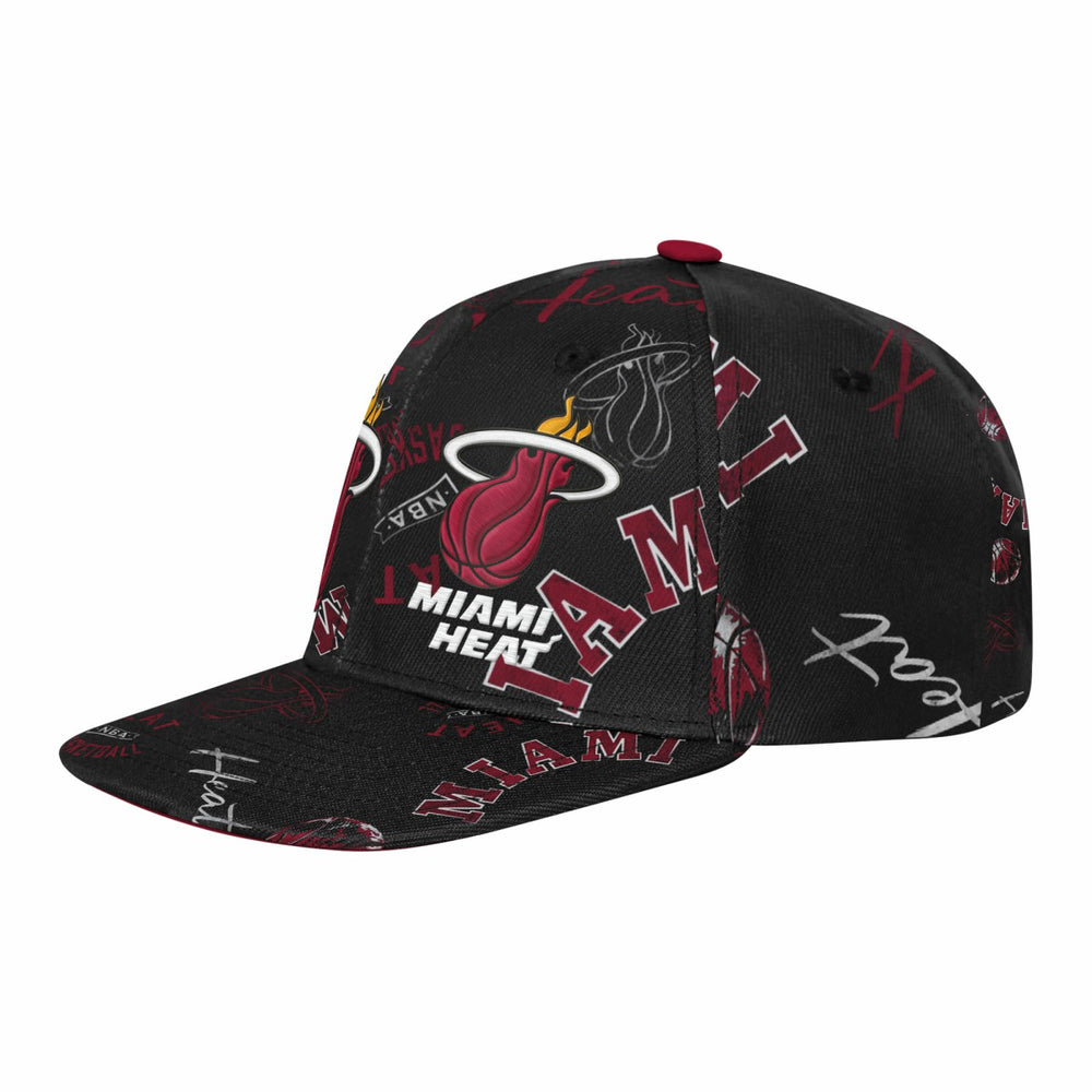Miami Heat Outerstuff Youth Street Hooper Allover Print Snapback Hat Black - NBA