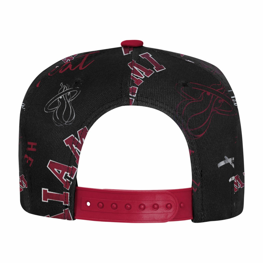 Miami Heat Outerstuff Youth Street Hooper Allover Print Snapback Hat Black - NBA