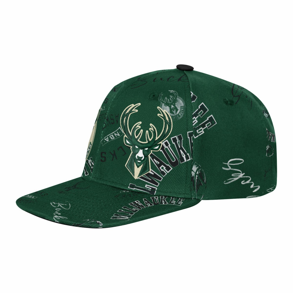 Milwaukee Bucks Outerstuff Youth Street Hooper Allover Print Snapback Hat Hunter Green - NBA