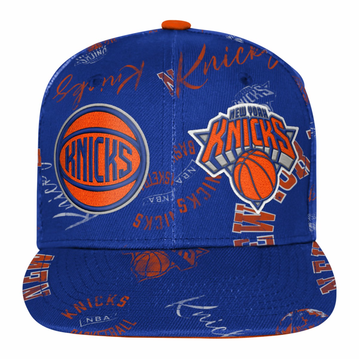 New York Knicks Outerstuff Youth Street Hooper Allover Print Snapback Hat Blue - NBA