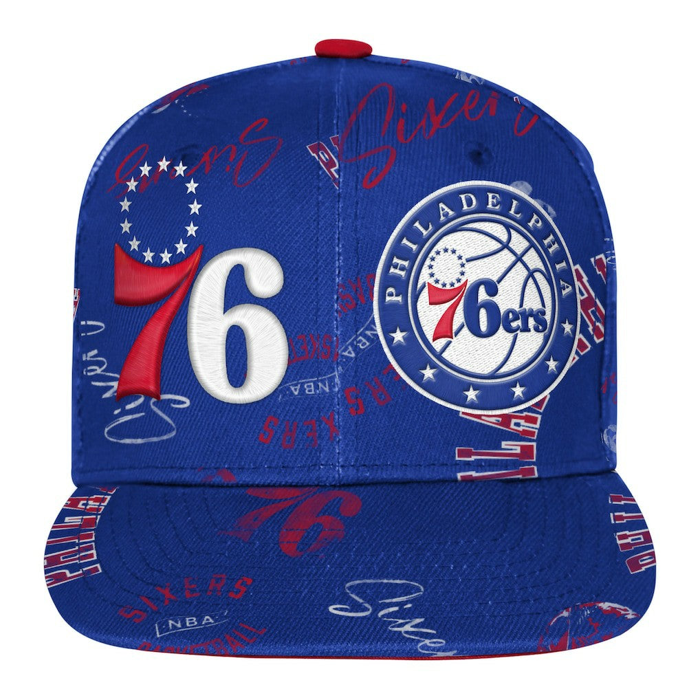 Philadelphia 76ers Outerstuff Youth Street Hooper Allover Print Snapback Hat Royal - NBA
