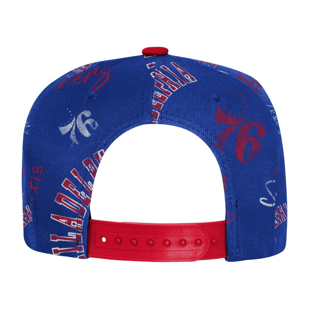 Philadelphia 76ers Outerstuff Youth Street Hooper Allover Print Snapback Hat Royal - NBA