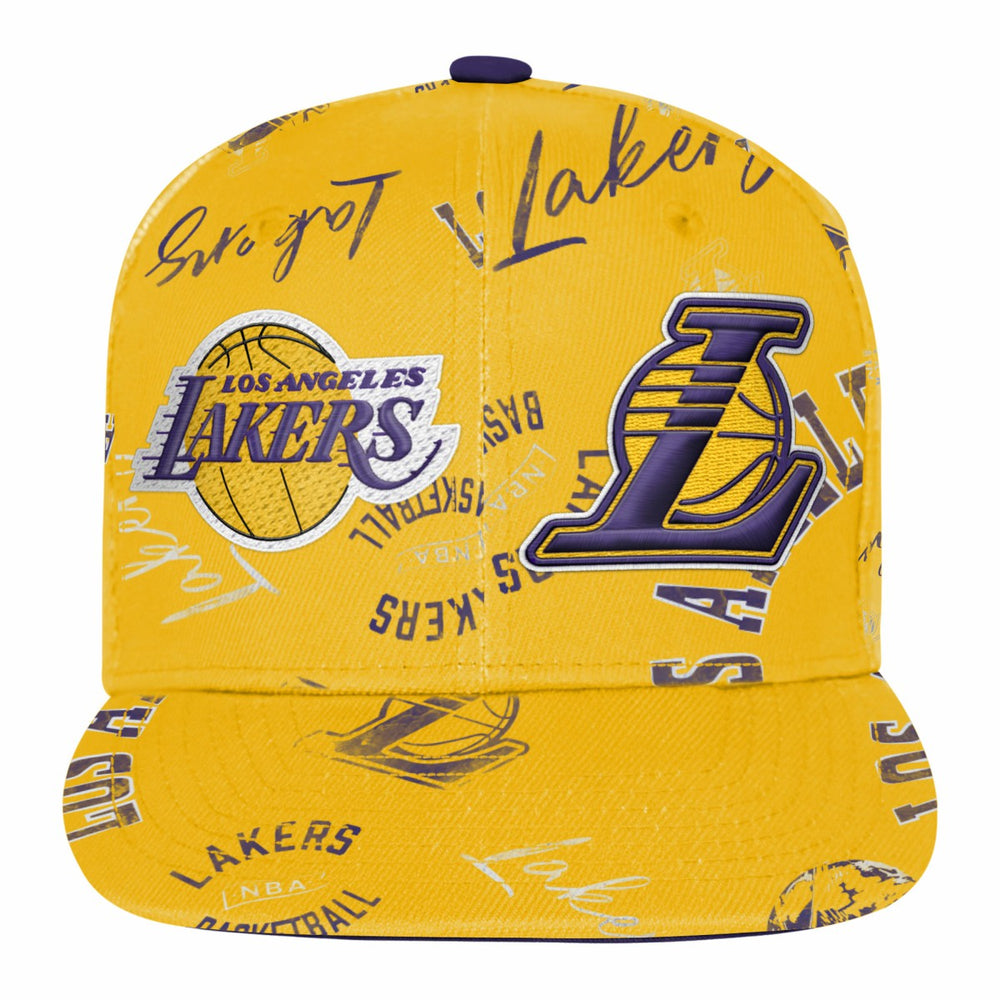 Los Angeles Lakers Outerstuff Youth Street Hooper Allover Print Snapback Hat Gold - NBA