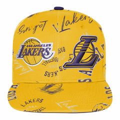 Los Angeles Lakers Outerstuff Youth Street Hooper Allover Print Snapback Hat Gold - NBA