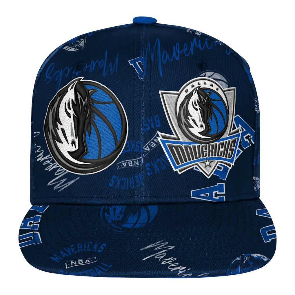 Dallas Mavericks Outerstuff Youth Street Hooper Allover Print Snapback Hat Navy - NBA