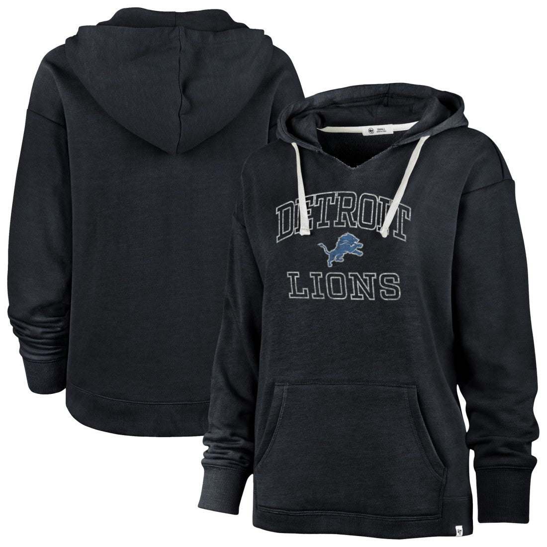 Detroit Lions '47 Women's Plus Size Clarity Kennedy Pullover Hoodie Navy | 47 brand