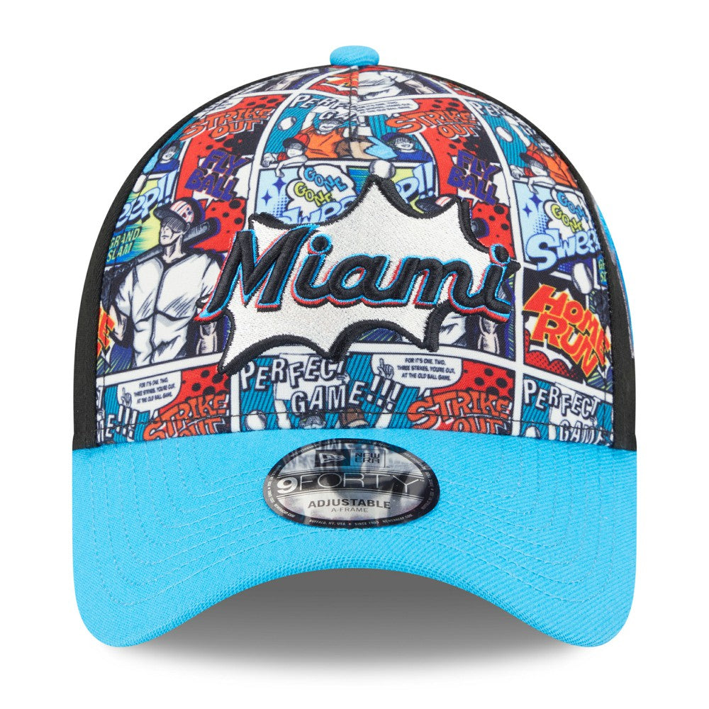 Miami Marlins New Era Youth 2025 MLB Diamond Hero Edition A-Frame 9FORTY Adjustable Hat - MLB