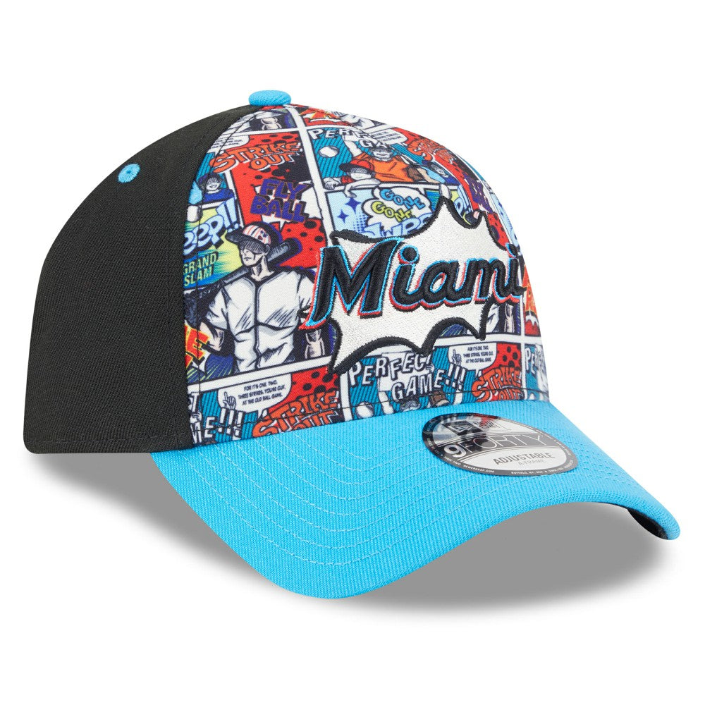 Miami Marlins New Era Youth 2025 MLB Diamond Hero Edition A-Frame 9FORTY Adjustable Hat - MLB