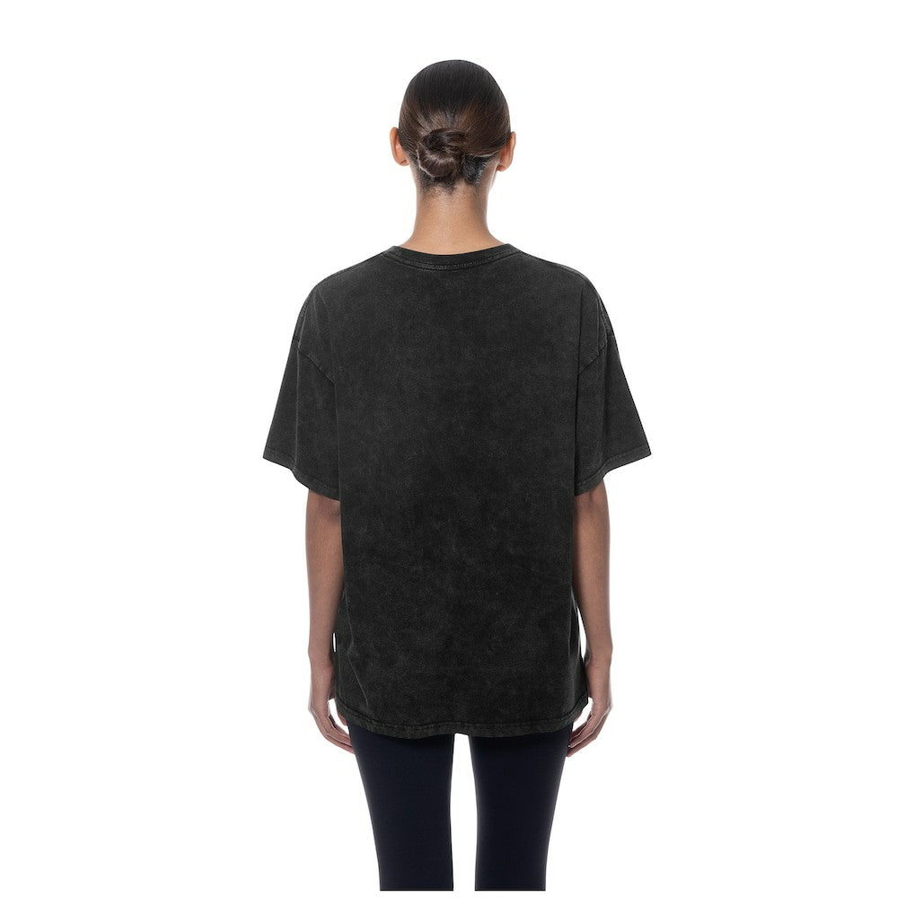 Chicago Bulls Women's Throwback Mineral Wash Oversized T-Shirt Black - NBA