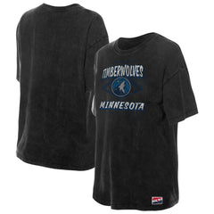 Minnesota Timberwolves Women's Throwback Mineral Wash Oversized T-Shirt Black - NBA