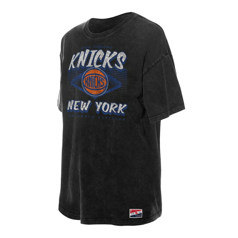 New York Knicks Women's Throwback Mineral Wash Oversized T-Shirt Black - NBA