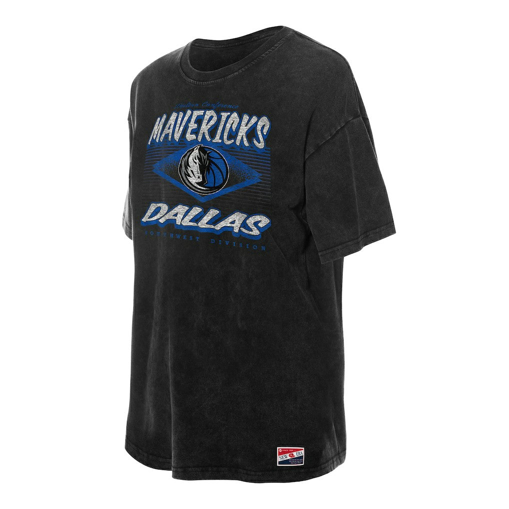 Dallas Mavericks Women's Throwback Mineral Wash Oversized T-Shirt Black - NBA