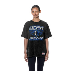 Dallas Mavericks Women's Throwback Mineral Wash Oversized T-Shirt Black - NBA