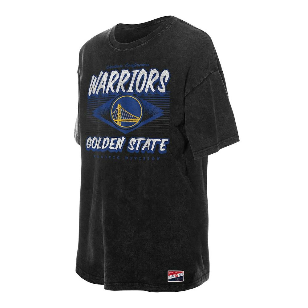 Golden State Warriors Women's Throwback Mineral Wash Oversized T-Shirt Black - NBA